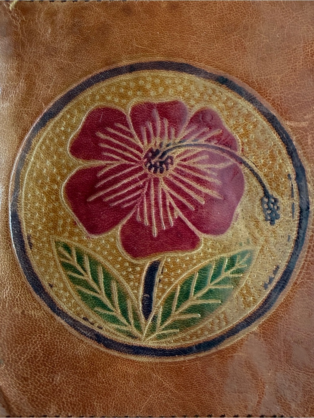 Vintage Hand Painted Genuine‎ Leather Floral Wallet Card Holder Made in India - Picture 4 of 8
